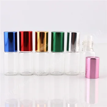 

200pcs 5ml clear Glass roll on roller bottles for essential oils roll-on refillable perfume bottle deodorant containers with lid