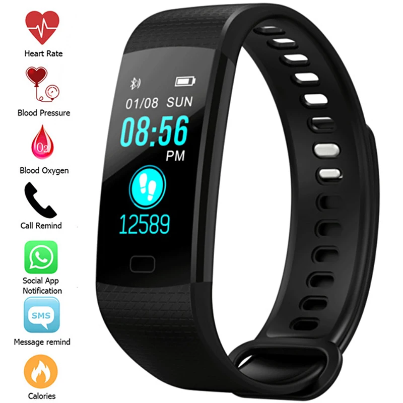 Tanie Nowy zegarek sportowy na bransolecie kobiety mężczyźni LED wodoodporna inteligentne nadgarstek Band tętno krokomierz z ciśnieniomierzem zegar dla androida iOS