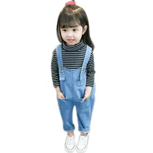 Комбинезоны для девочек джинсы весенние модные детские подтяжки Джинсовые комбинезоны брюки ковбойский комбинезон для детей комбинезоны для девочек E431