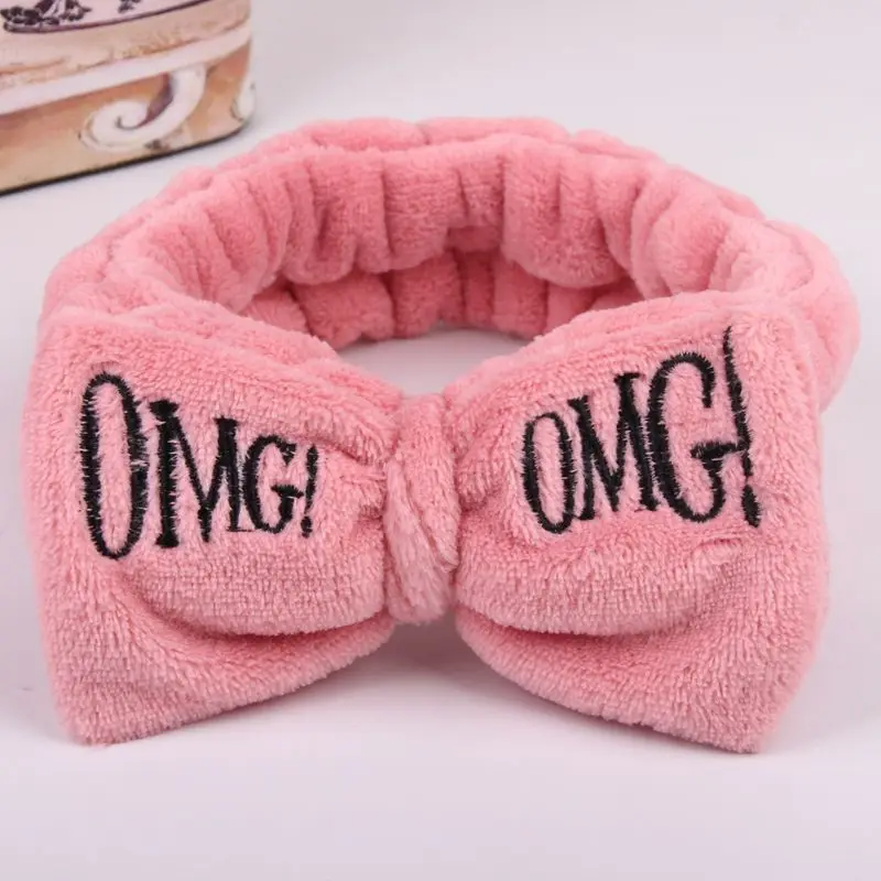 dark pink hairband Лидер продаж, женские повязки на голову omg, повязка для макияжа, эластичная бархатная повязка на голову с бантом, коралловый флис, модные аксессуары для волос для девушек - Цвет: dark pink hairband