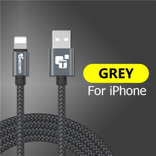 5 шт. в упаковке, USB кабель TIEGEM для iPhone X, 8, 2 А, быстрая зарядка, USB кабель для передачи данных для iPhone 5, 6, 6 S, 7 Plus, iPad, мини кабели для мобильных телефонов - Цвет: Gray