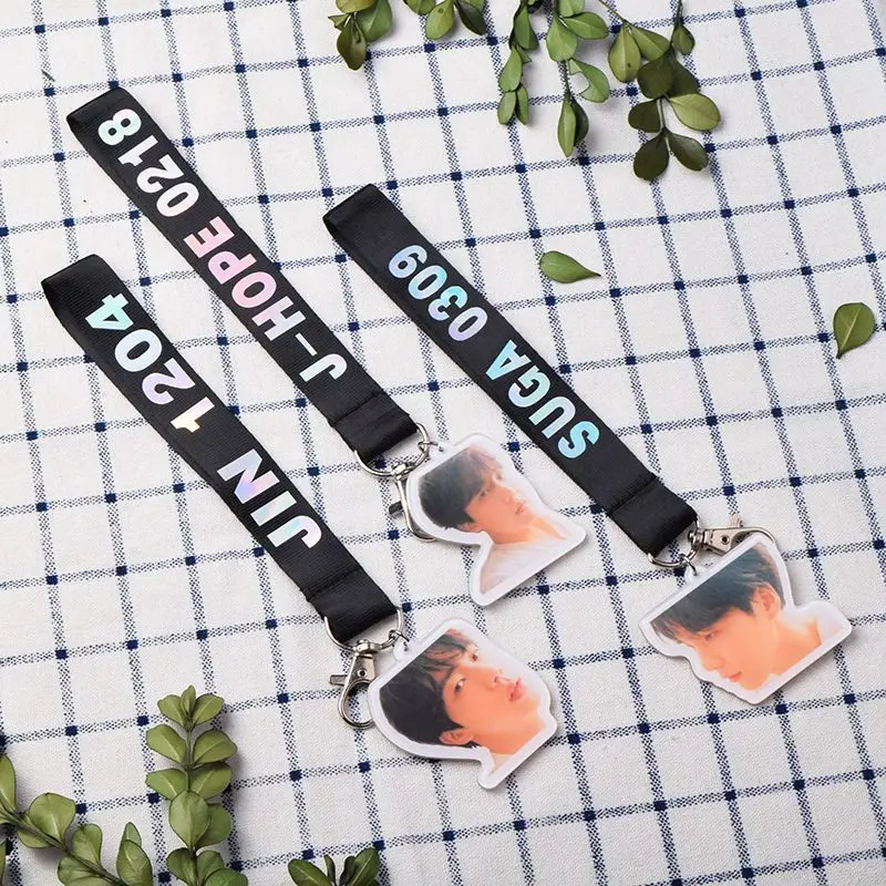 New Fashion Style Kpop BTS Laser Lanyard Keychain Pendant Cute Phone