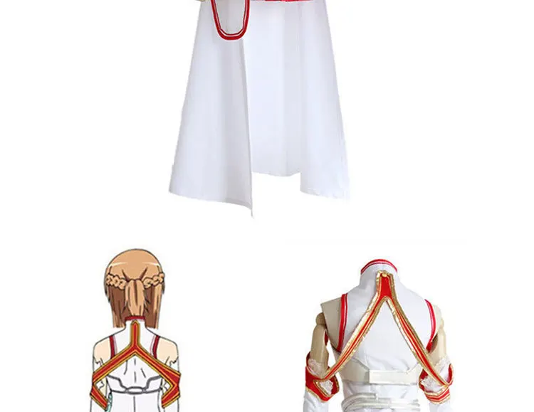 DM COS Anime Sword Art Online Asuna Yuuki Dress Cosplay Costume Uniform Halloween SAO Asuna Battle Suit Set with Wig Hot sale