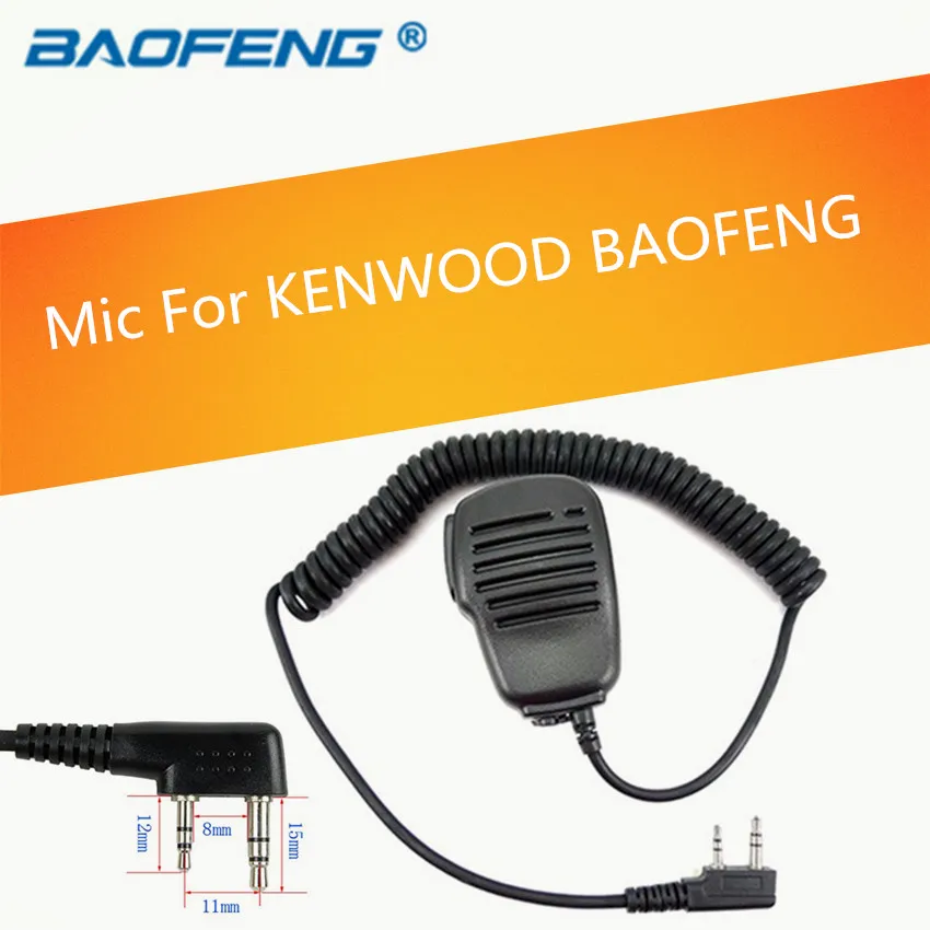 2 контакта PTT Микрофон для KENWOOD BAOFENG UV-5R H777 RT-5R RT3 RT5 PUXING TYT Любительская рация |