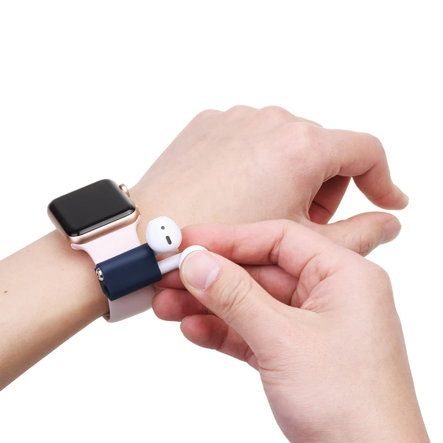 Силиконовый держатель, зажим для часов для Apple AirPods 2, Беспроводная подставка для наушников, анти-потеря, чехол для часов для Apple Watch, спортивный крючок