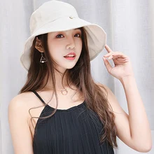 Летняя шляпа Рыбацкая шляпа женская летняя тканевая Шляпа Сплошной Цвет Хлопок Рыбацкая шляпа для бассейна Складная уличная Солнцезащитная шляпа большой козырек