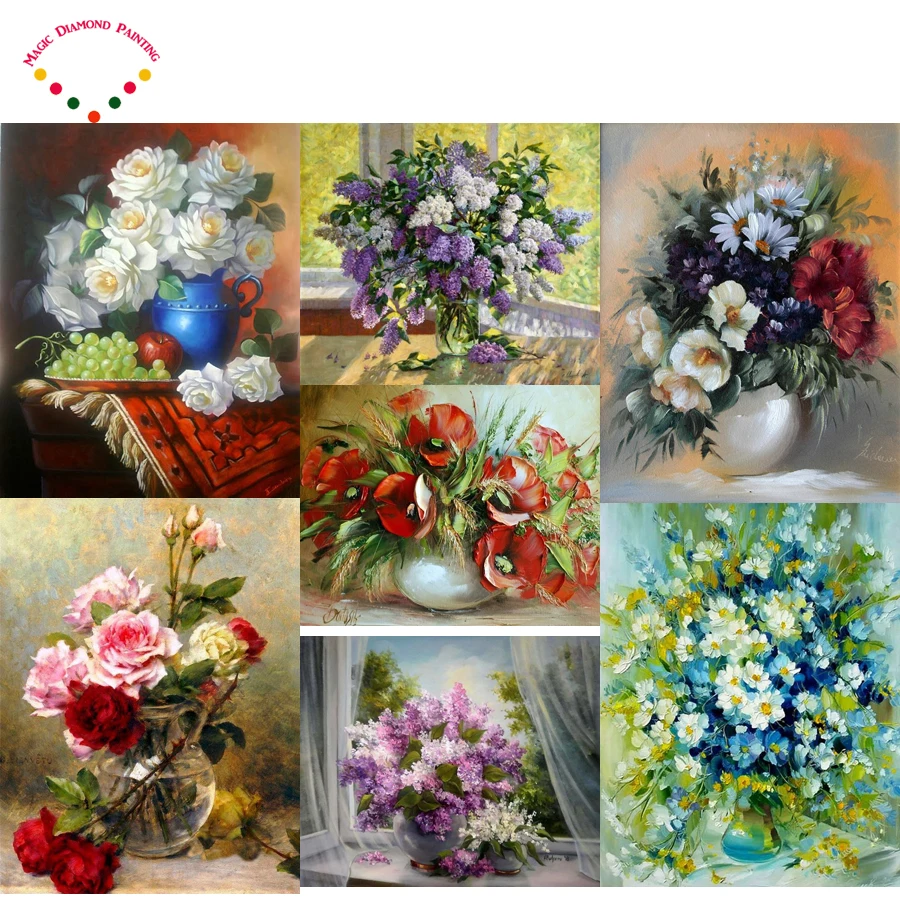 DIY vase diamond painting Choose colored flowers cross stitch