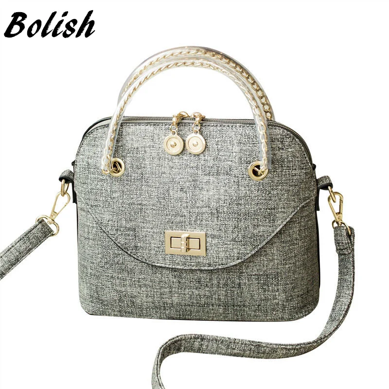 

Bolish New Arrival PU Leather Top-handle Bag Fashion Lock Women Shoulder Bag Shell Small Shell Style Women Bag