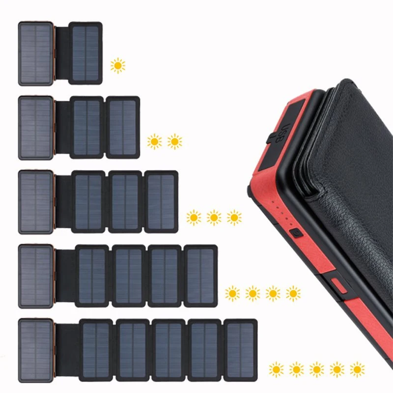 Portable 20000mAh Solar Power Bank 2 USB LED light External Backup Waterproof Battery Solar Charger Powerbank for iPhone Xiaomi
