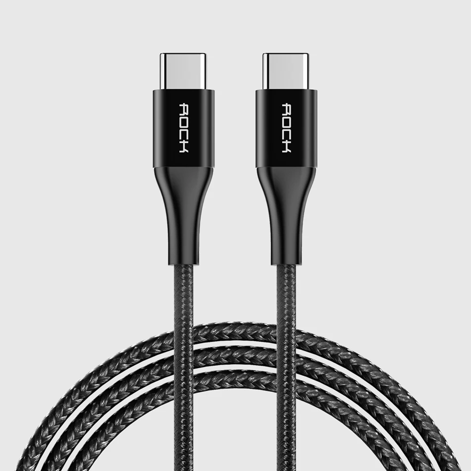 ROCK usb type C кабель к USB C кабель для samsung S10 S9 поддержка PD 60 W QC3.0 3A Быстрая зарядка и кабель быстрой синхронизации для устройств type-C