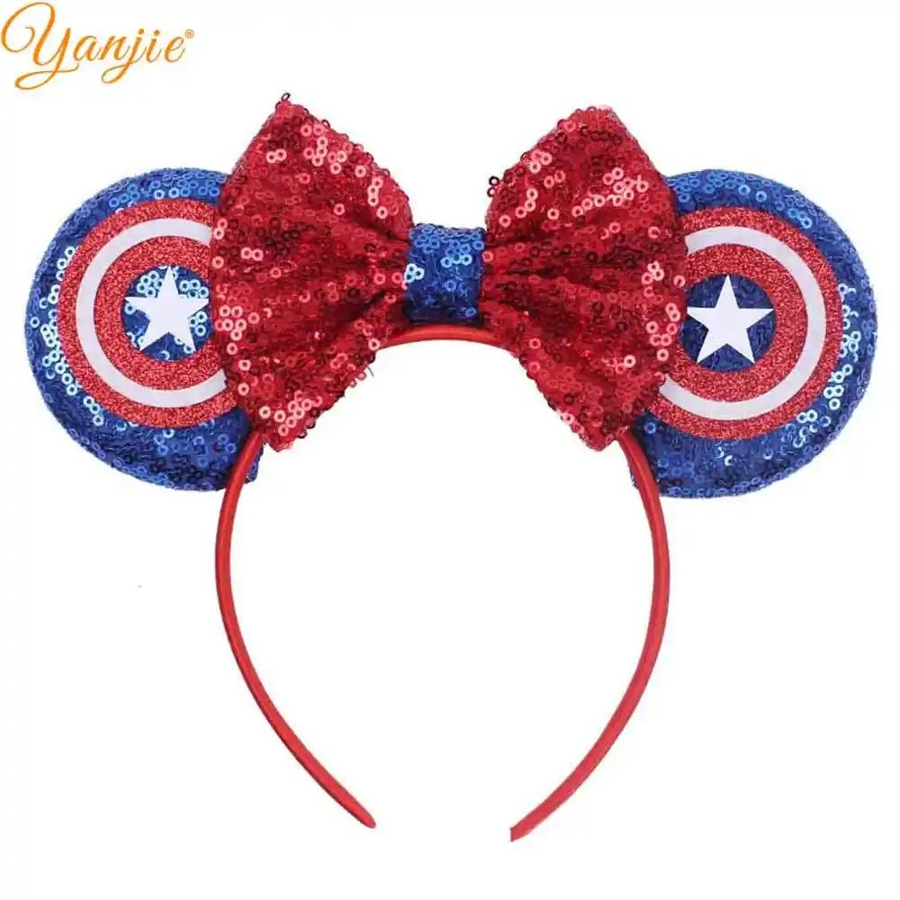 3 3 Sequins Hair Bows Minnie Mouse Ear Headbands For Kids Marvel