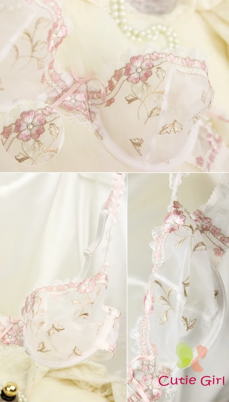 Bra & Brief Sets Free shipping Exquisite ultrathin hot sexy lace embroidery transparent underwear bra set women bra sets 2