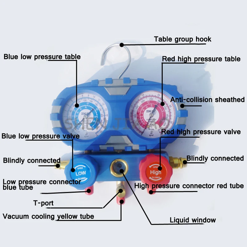 Precise anti-collision cold media tool R134 automobile air conditioner plus cold media pressure double gauge valve Precise anti-collision cold media tool R134 automobile air conditioner plus cold media pressure double gauge valve