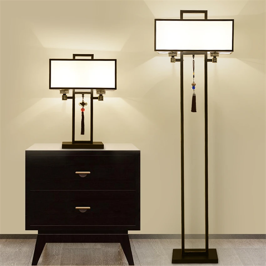 

Retro Loft Chinese Style LED Floor Lights Black Iron Floor Lamp Living Room Customer Service Study Lighting Decor Lamp Luminaire