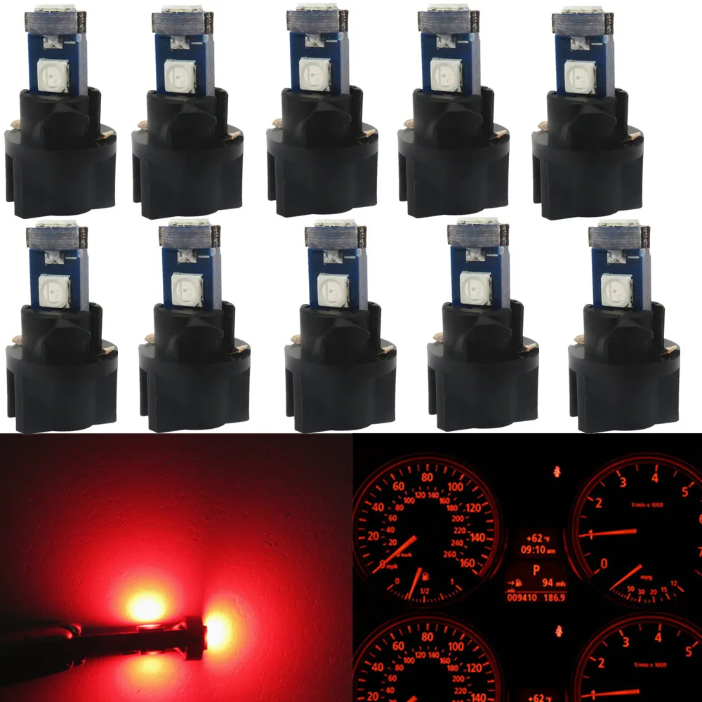 

WLJH 10x Canbus Auto T5 LED Wedge Car Gauge Instrument Panel Dashboard Speedo Dash LED Cluster Light Bulb for Volkswagen Tiguan