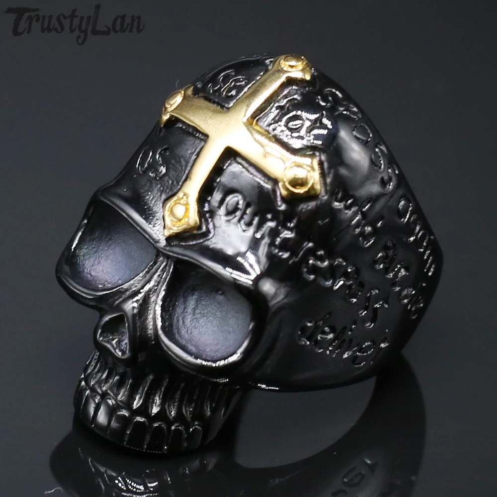 Gothic Skull Ring Handmade Heavy Metal Biker Rings For Men Massive