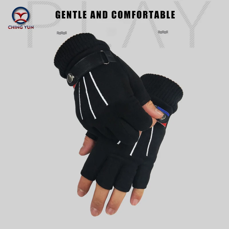 CHING YUN Half Finger Gloves Women&Men Elastic Breathable Semi-finger unisex Gloves Outdoor Ridding Climbing Sunscreen Mitten