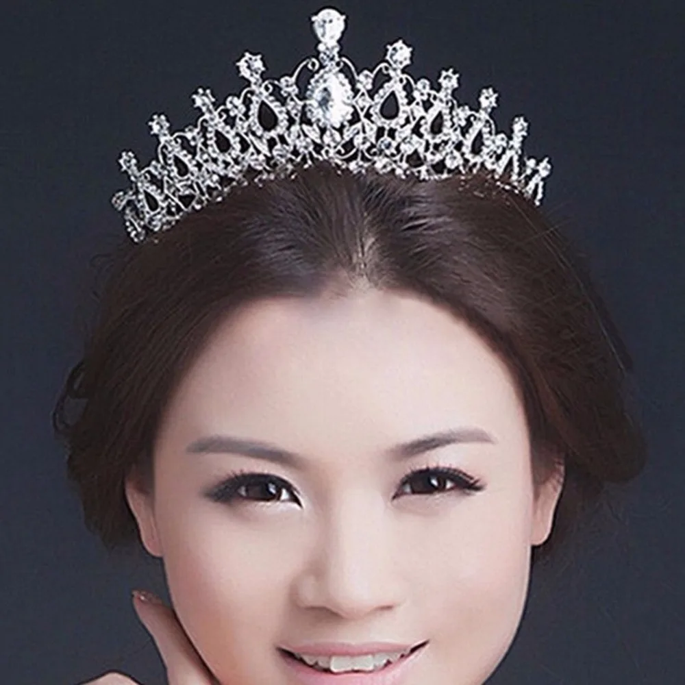 Korean Sparkling Tiara Noiva Bride Wedding Crown Headdress