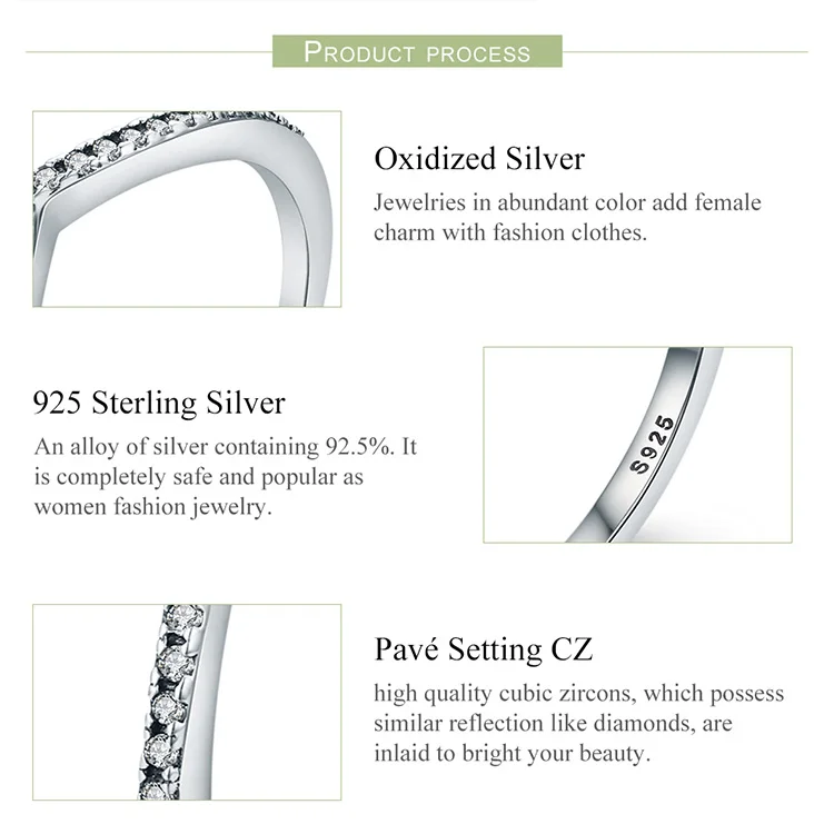Полированное кольцо Wishbone, 925 пробы, серебряное Мерцающее Кольцо, чистый фианит, женские кольца на палец, Женское Обручальное кольцо, ювелирное изделие