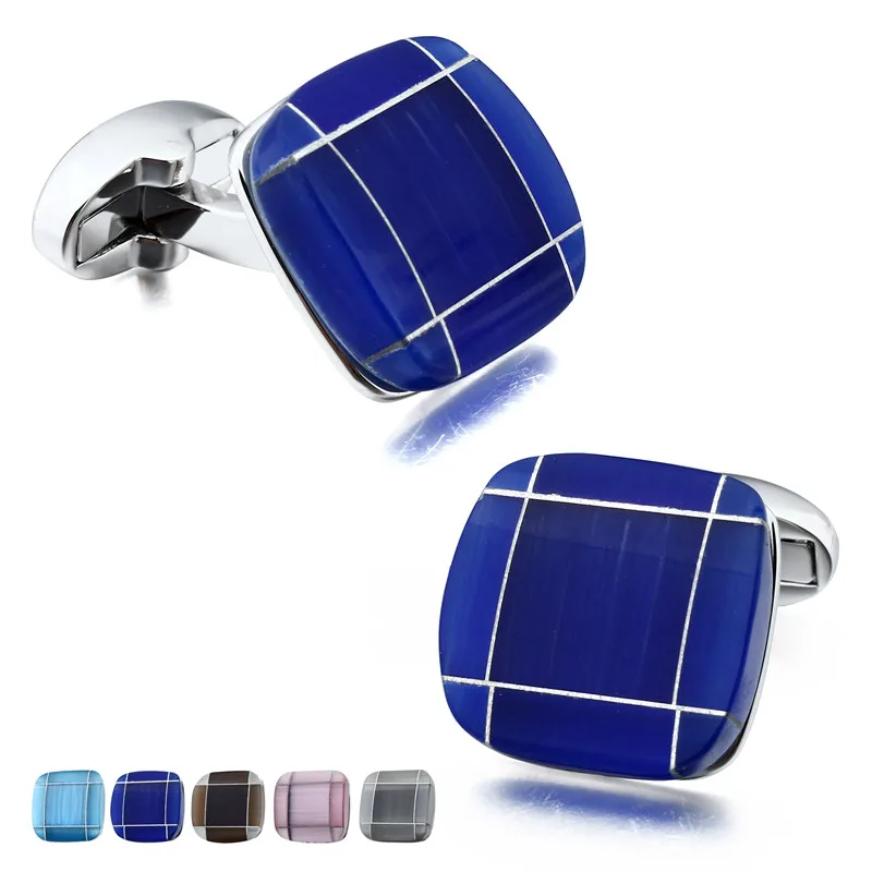 Квадратные запонки HAWSON розовые и серые роскошные под кошачий глаз|square cufflinks|cufflinks
