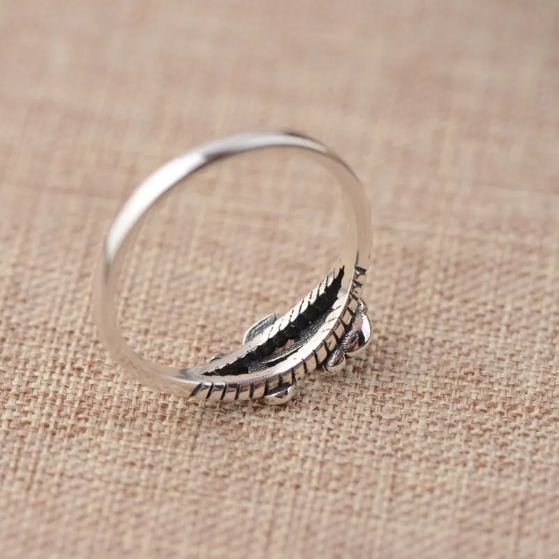 925 Silver Rose Flower Rings for Men Women Jewelry 100% Real S925 Sterling Thai Silver Ring Size 5.5-8