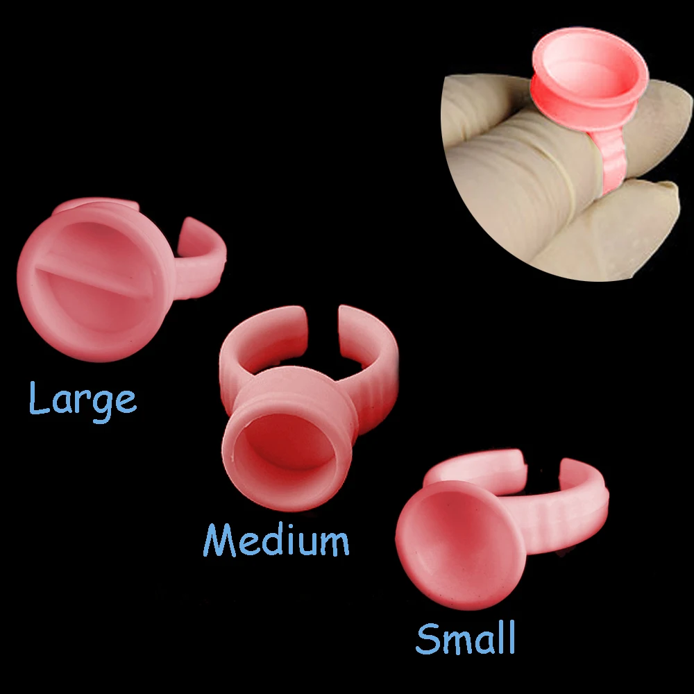 100 шт. розовый разделены без разделить чернила татуировки кольцо Кепки Пигментные чашки клей контейнер держатель прививки ресниц