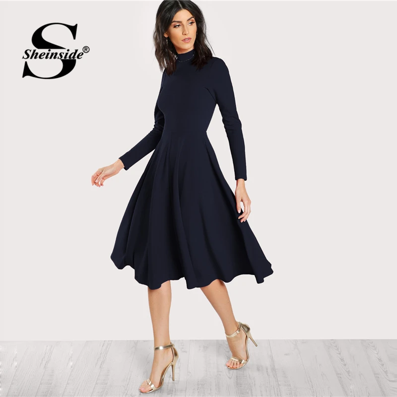 women's fit and flare dress with sleeves