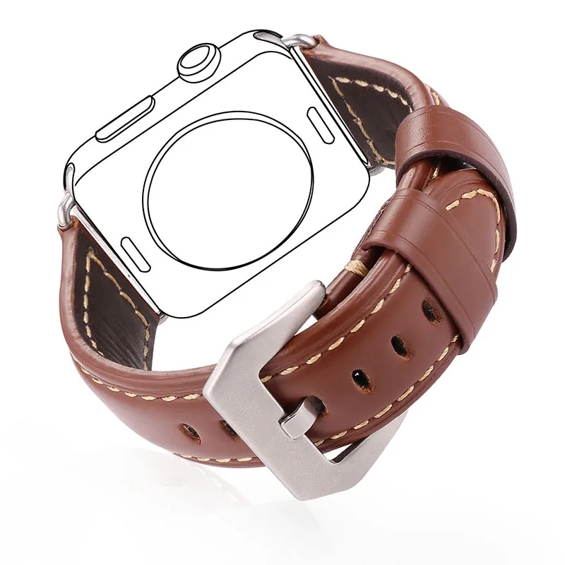 High Quality Genuine Brown Leather Watchband For Apple Watch Series 2&1