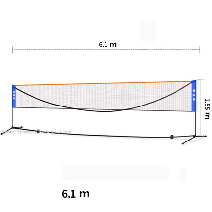 Новинка 2,1 М~ 6,1 м портативная сеть для бадминтона и стойки, съемная, складная Бадминтонная сетка на стойке ширина дизайн W/сумка для переноски - Цвет: 6.1M