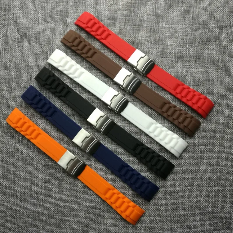 Bracelet de montre silicone Modèle Pneu noir 18,20,22,24 mm Bracelet de montre silicone Modèle Pneu noir 18,20,22,24 mm