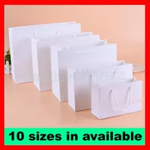 100 шт./лот) 10 размер 250gsm картон белый бумажный мешок с ручками