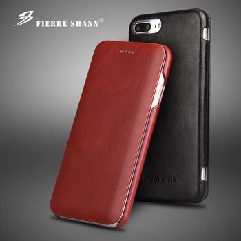

Fierre Shann Super Luxury Genuine Leather Cases for iPhone 6 6S 7 7plus 8 8plus 11 Pro X XR XS Max S Flip Phone Case Cover Shell