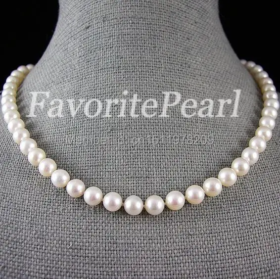 

Pearl Necklace - AAA 7.5-8MM 17-18 Inches White Color Freshwater Pearl Necklace Perfect Gift Bridesmaid Wedding Jewelry