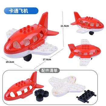 

Duploed Cartoon Car mini bus plane helicopter Big Particles Vehicle Building Blocks accessories DIY Toy Creator Cities Duplo Kit