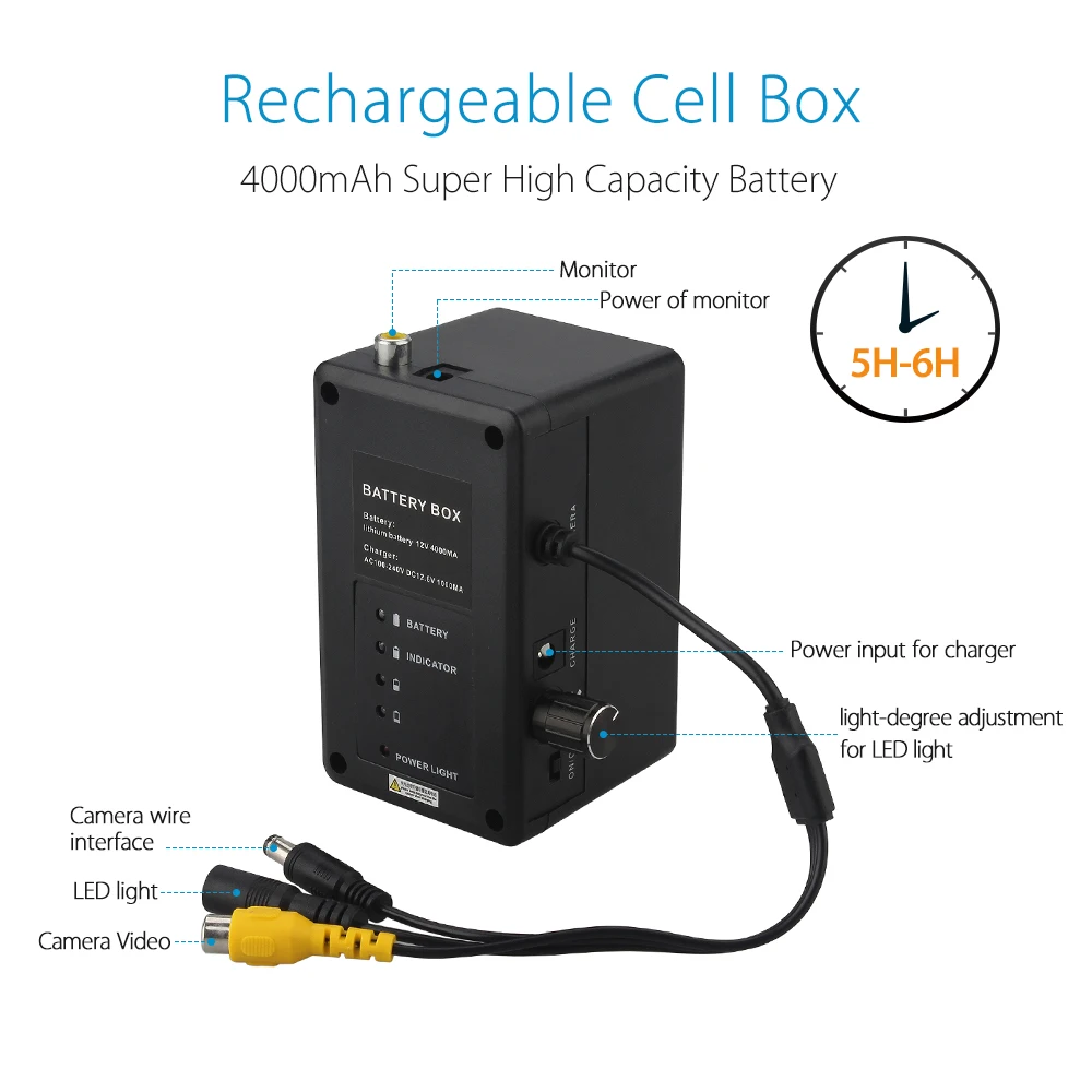 

12V 4000mah Rechargeable Cell Box for EYOYO Original 9 inch Video Fish Finder