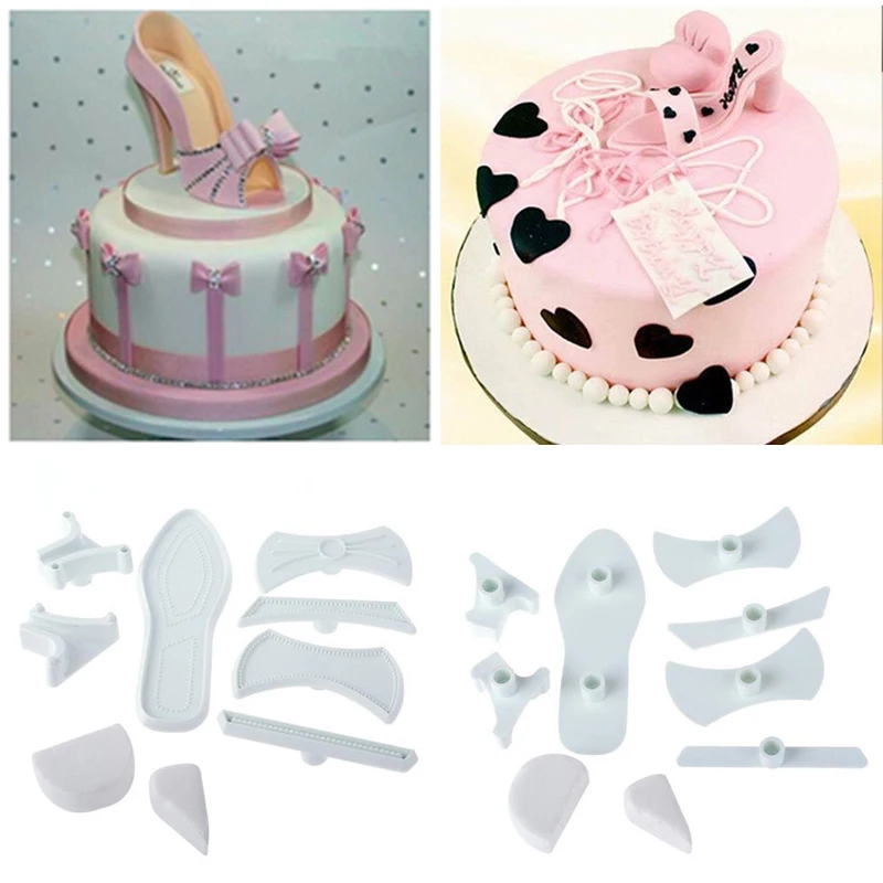 CLEARANCE Bright Pink High Heel Shoe Shaped Sugarcraft Cake Toppers x 5