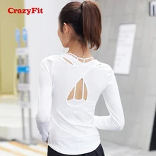 CrazyFit Сексуальная Спортивная рубашка для женщин с длинными рукавами и открытой спиной, топ для йоги, фитнесс пробежки, спортивный зал, женская одежда, топы