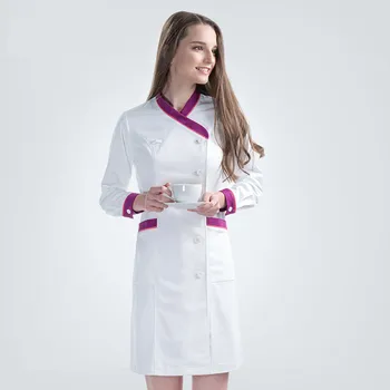 

Big Size Nurse Dress Medical Robe Winter Summer Gown Nursing Clothes Scrub Dresses White SPA Beautician Waitress Work Robe