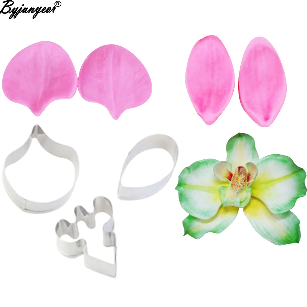 Двойная силиконовая форма для цветов Gumpaste Phalaenopsis Orchid лепестков бабочки