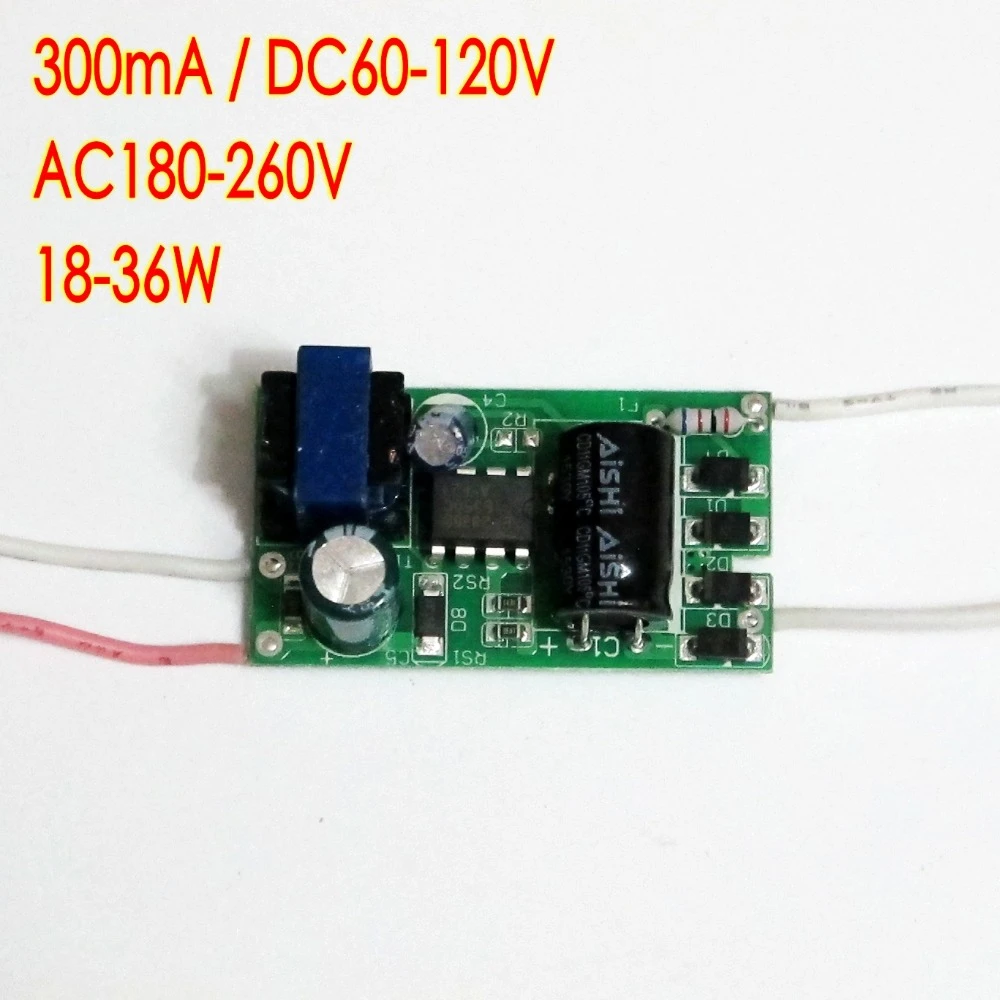 High Efficiency 300ma 18-36*1w Dc 60v ~ 120v Led Driver 18w 20w 24w 25w 30w  36w Power Supply Ac 220v For Led Lights - Lighting Transformers - AliExpress
