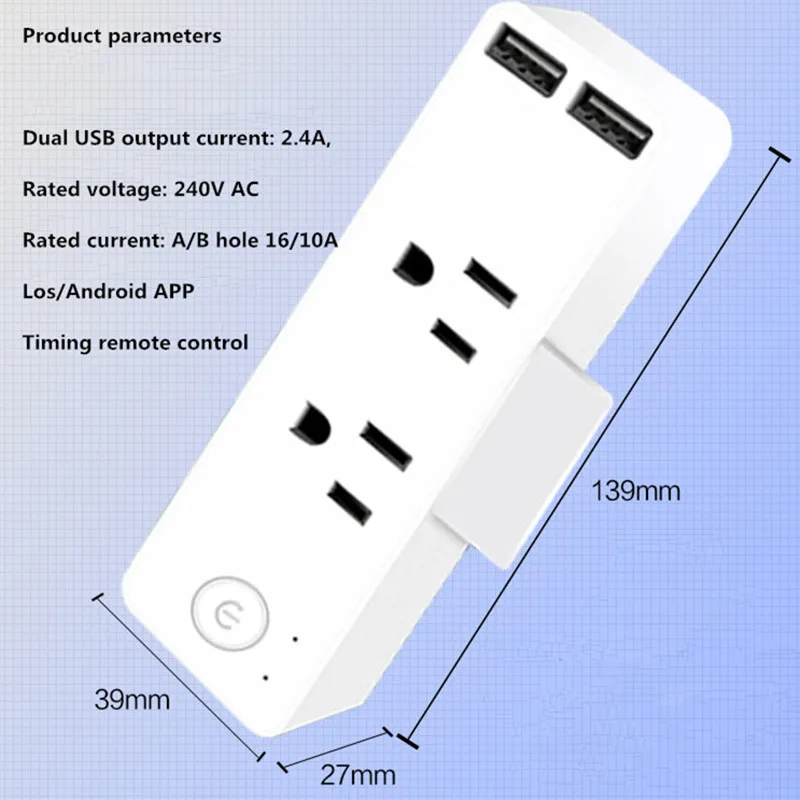 Wi Fi умная розетка монитор питания США 2 зарядного устройства домкраты с usb портом