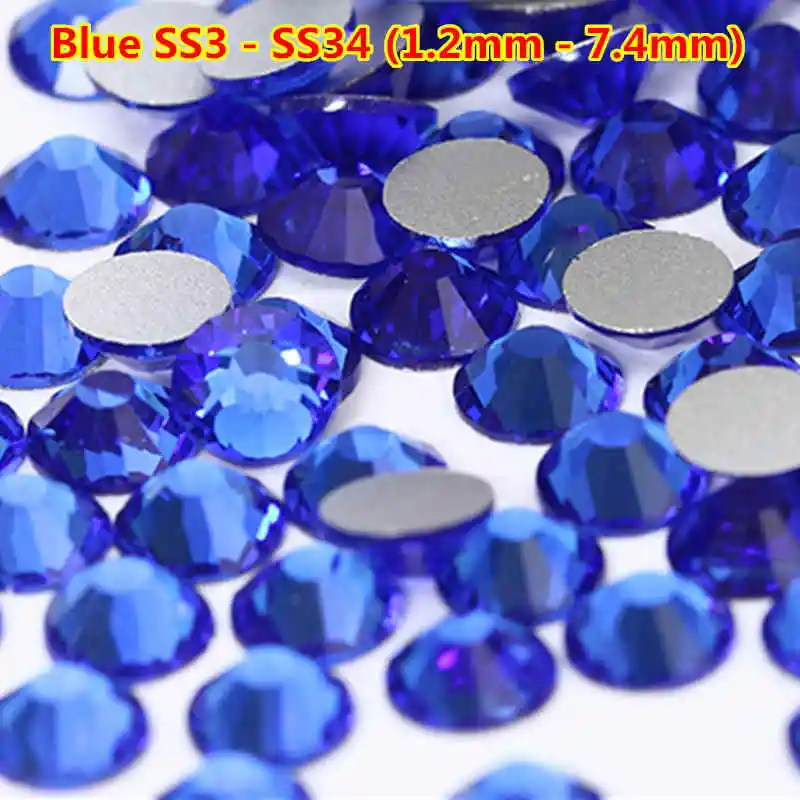 Стразы для ногтей с плоским основанием шт. ss3-ss30 30 цветов 2000 swarovsky ногтей красочные кристалл смешанные размеры не исправление дизайн украшения металлические для ногтей - Цвет: royal blue
