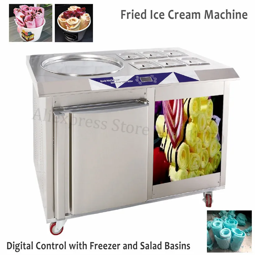 Fried Ice Cream Roll Machine Commercial Rolled Ice Yogurt Maker 55cm
