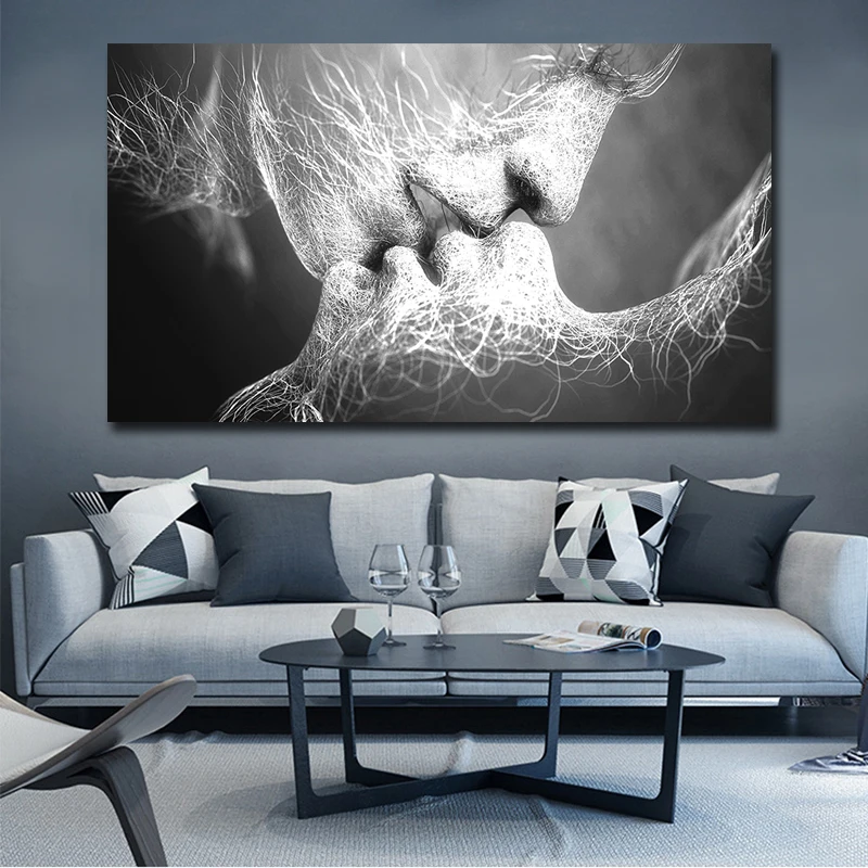 Kiss Art Painting Modern Abstract Home Wall Decoration Pictures Printed Canvas Posters and Prints Discount Cheap Living Room Art