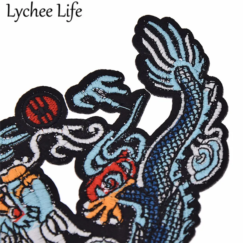 Разноцветные нашивки Lychee Life 2 шт. с вышитыми драконами в китайском стиле ручная