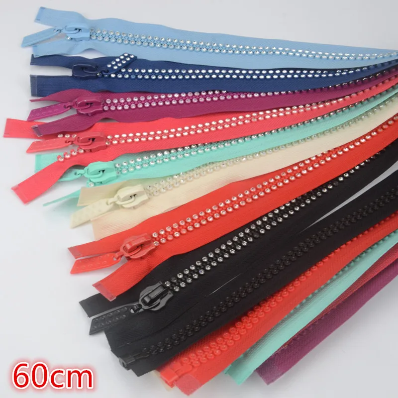 

1 Pcs 60cm Rhinestone Zipper High Quality Shiny Open-End Zippers For Sewing Diy Jacket Coat Clothing Accessorise Free Shipping