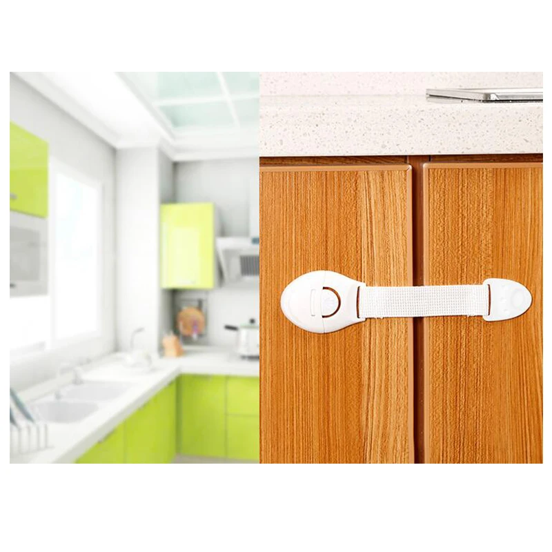 10pcs/lot Baby Kids Safety Locks Children Protection Lengthen Drawer Door Cabinet Cupboard Strap Plastic Safety Locks 