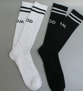 

2 pairs women men skateboard Socks cotton crew sock black white with stripes