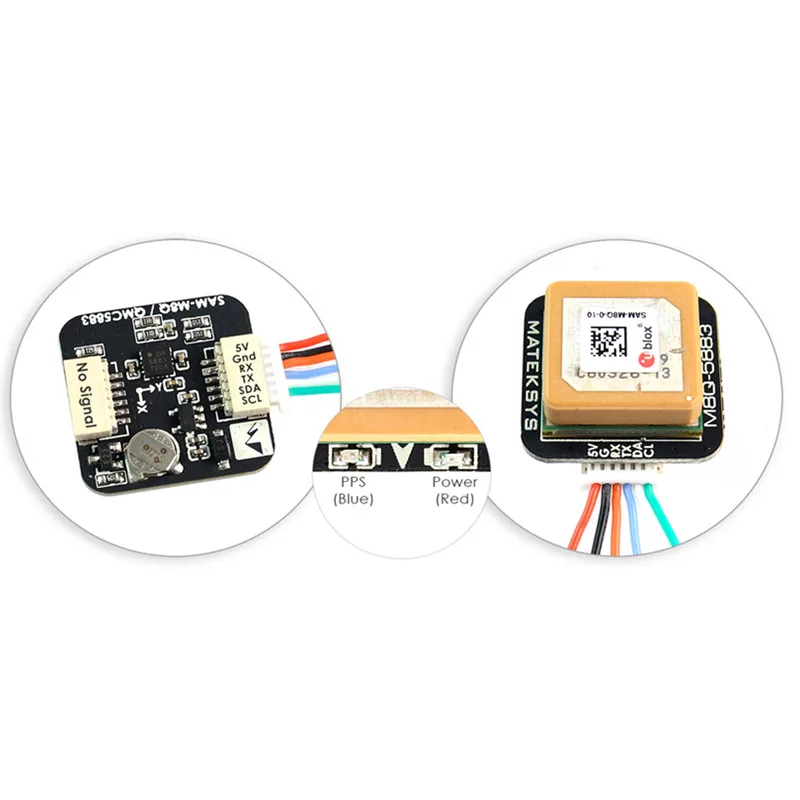 Mateksys GPS w COMPASS MODULE M8Q-5883 Ublox SAM-M8Q GPS GLONASS Galileo Receiver with Antenna Compass QMC5883L Integrated (4)