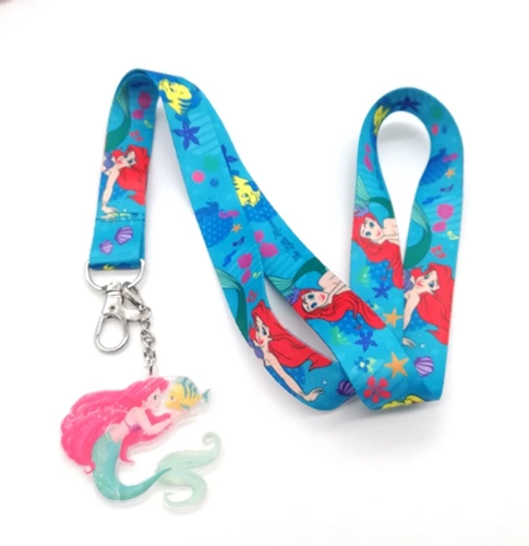  new 1 pcs Cartoon Princess Ariel MermaidNeck Strap Neck Strap Lanyards Card Holders Bank Neck Strap